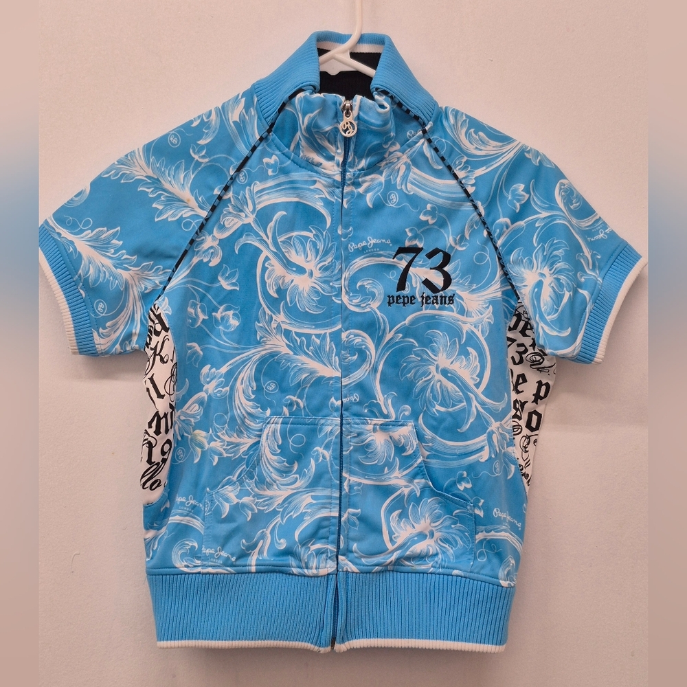 Pepe Jeans Blue Graphic Zip-Up Jacket